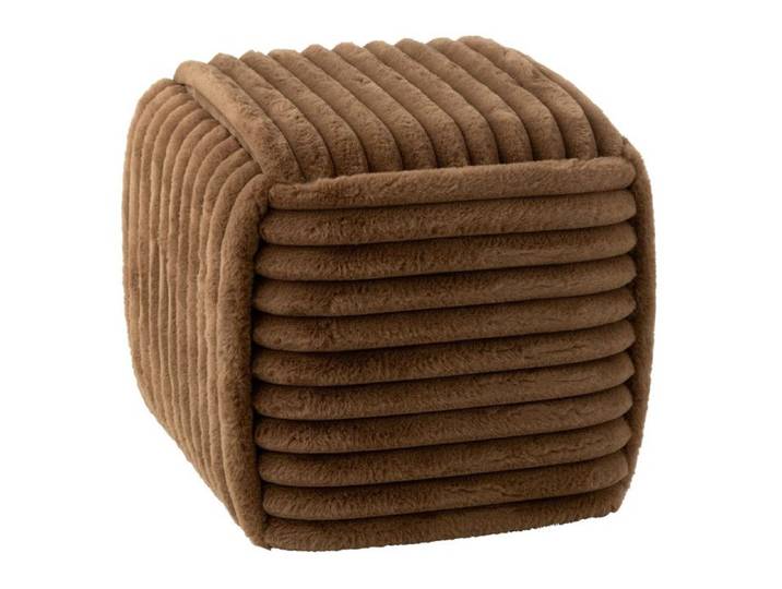 Pouf Carré Côtelé  Nuage  45cm Marron
