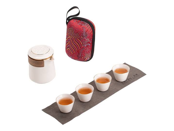 Su's Ceramic Service de thé de voyage en porcelaine jadéite graisse de mouton dorée