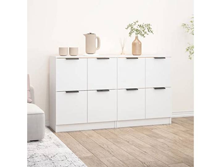 HEFZGDB Sideboards 2 STK. Weiß 60x30x70 cm: Minimalistische Sideboards für Zuhause mit reichlich Stauraum, multifunktionale als Konsolenschrank aus pflegeleichtem Holzwerkstoff
