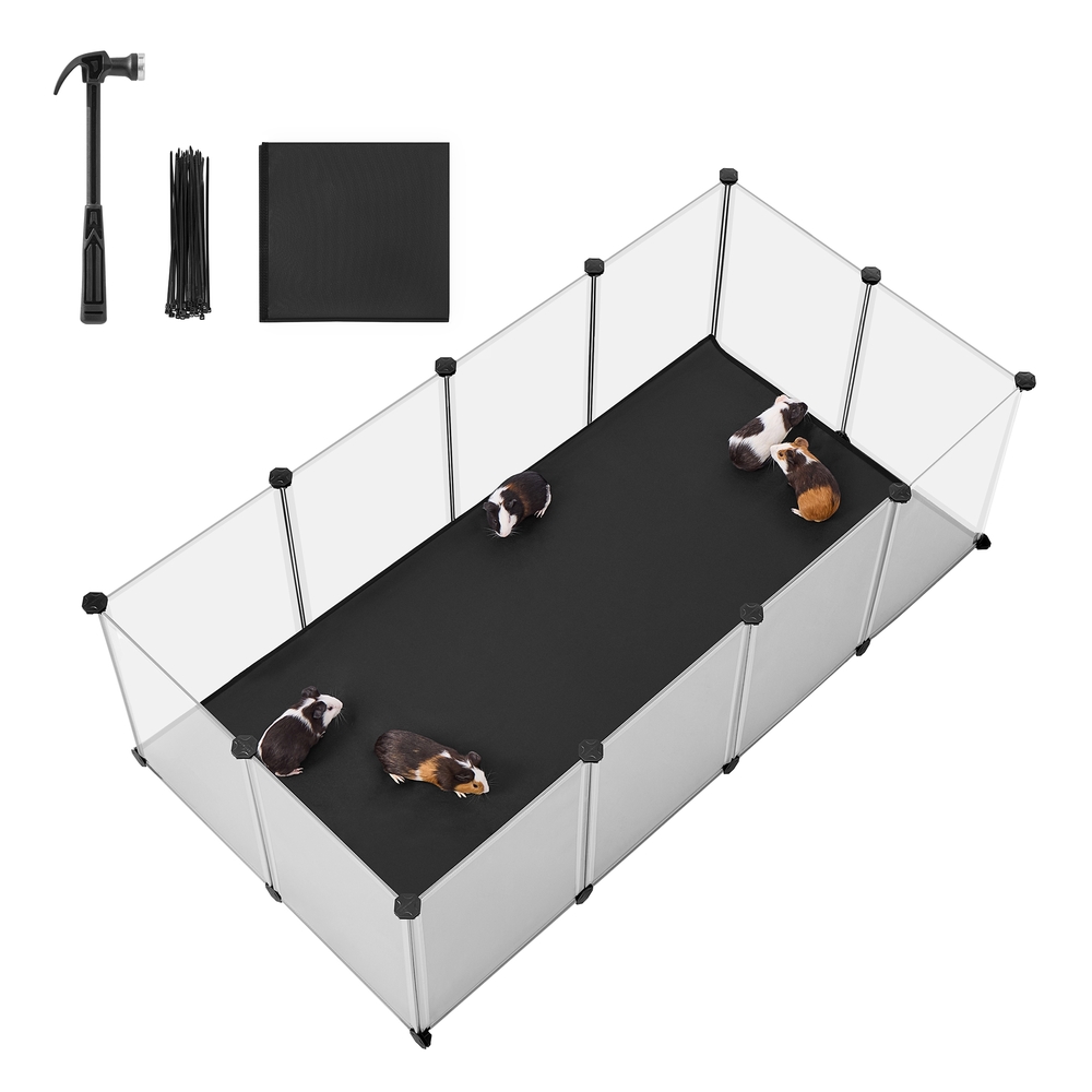 SONGMICS Kleintiergehege mit Bodenplatten 125 x 63 x 42 cm LPC009W01