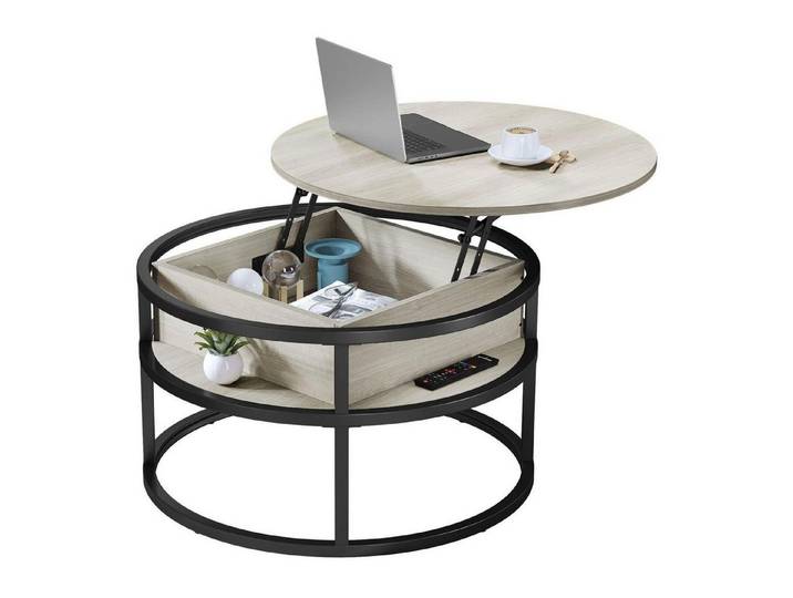 LuxusKollektion Couchtisch Couchtisch Rund mit Hebeplatte (1-St)