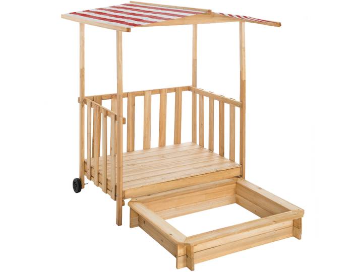 Zandbak met overkapping 106x105x137cm - rood