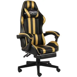 vidaXL Gaming-Stuhl mit Fußstütze Schwarz und Golden Kunstleder