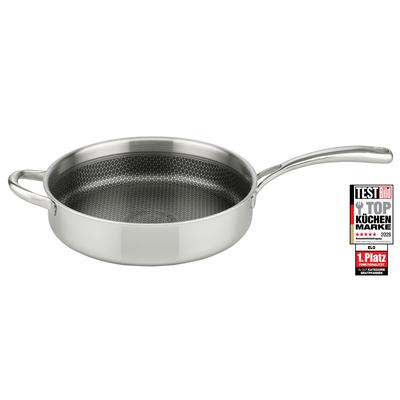 Schmorpfanne ELO PREMIUM "Relief Evolution Schmorpfanne", silber (edelstahl), B:29,5cm H:7,5cm L:53,5cm Ø:28cm, Pfannen, Schmorpfanne, durchgehender Aluminium-Kern, außen magnetischer Edelstahl