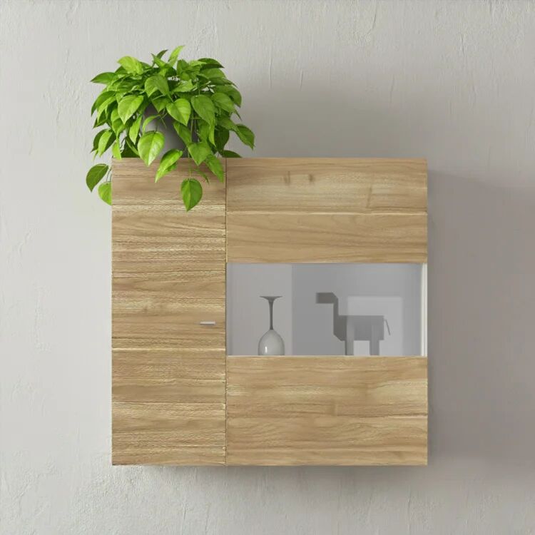 garneroarredamenti Vetrinetta 95x92h cm 2 ante moderna noce stelvio Infinity