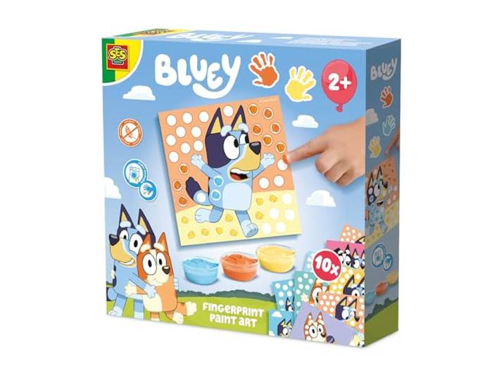 SES Creative – Bluey – vingerverf – 3 kleuren – 10 pagina's om in te kleuren met vingerverf – vanaf 2 jaar