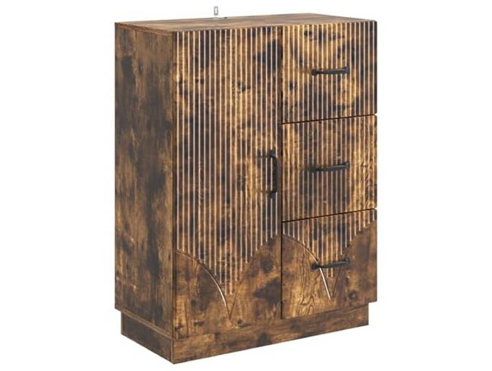 Xolmizyn Sideboard in Geräucherter Eiche mit 3 Schubladen und Tür, Kommode für Wohnzimmer und Flur, 66 x 34,5 x 87 cm Holzwerkstoff