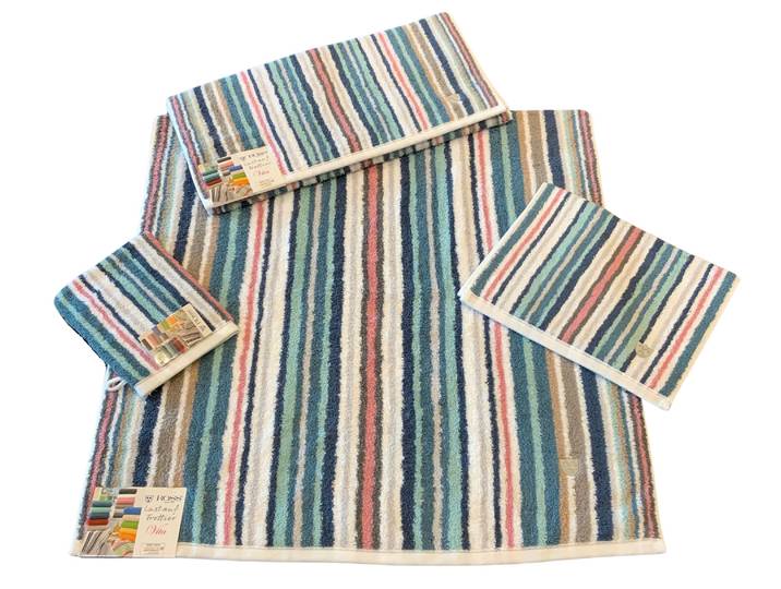 Saunatuch ROSS Multicolor , grün, B:80cm L:200cm, Frottier, Baumwolle, Handtücher, Saunatuch, mit Streifen und gesticktem ROSS-Emblem