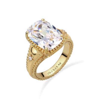 Silberring ELLI "Ring Glamour Zirkonia Weiß 925 Sterling Silber vergoldet" Gr. 56, gold, Fingerringe, Damen, 56, Silber 925 (Sterlingsilber), Silberring