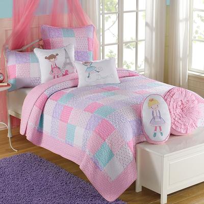 Cozy Line Home Fashions Cozy Line Angelina Floral Pink Patchwork Reversible Cotton Quilt Bedding Set