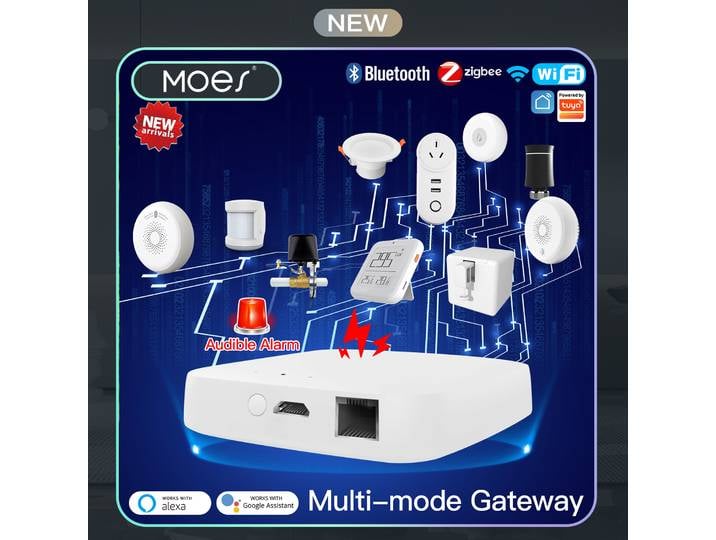MOES Tuya passerelle multimode filaire intelligente ZigBee Bluetooth Mesh Hub application Smart Life commande vocale à distance via Alexa Google Home