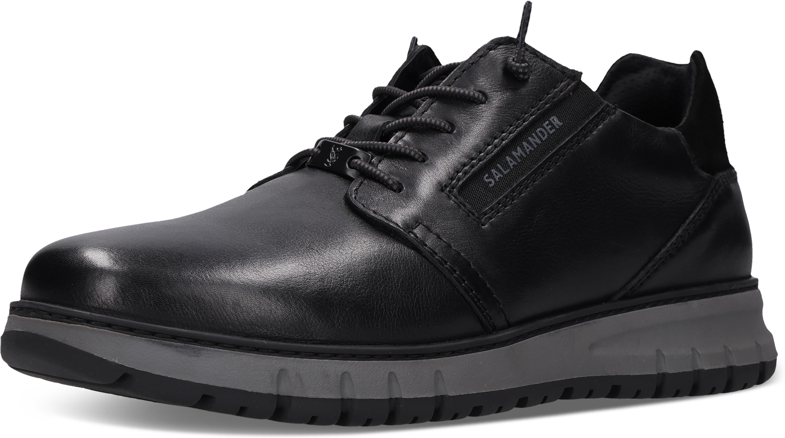 Slip-On Sneaker SALAMANDER "Quickborn", Herren, Gr. 43, Textil, schwarz, Nappaleder, Schuhe Slip-On Sneaker, Sneaker, Halbschuh mit elastischen Schnürsenkeln