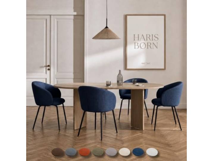 Haris Børn® NØR Esszimmerstühle (4er Set) Dunkelblau - Bequeme Polster Esszimmerstühle mit Armlehne - Premium Esstisch Stühle & Wohnzimmer Stühle - Moderne Esszimmerstühle 30 Tage testen
