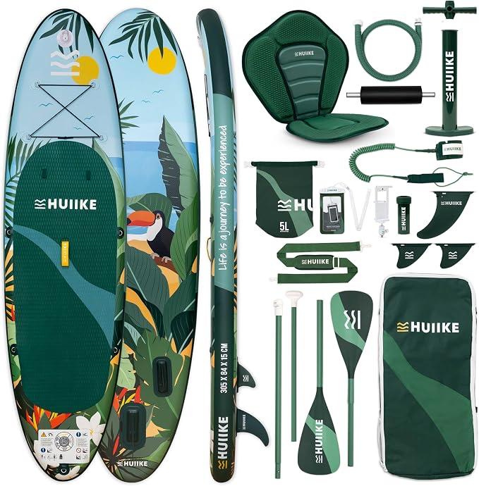 Stand Up Paddling Board mit Zubehör, Paddel, Finnen, Pumpe. Paddle Sup Board Aufblasbar Hohe Stabilität und Widerstandsfähigkeit. 305 x 84 x 15 cm, Belastbar bis 130 kg
