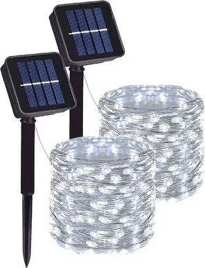 Inspire Essentials SunGlow Solar Fairy Lights Outdoor String With 8 Lighting Modes 21m 200led white 2pcs