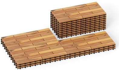 Costway 24 x 12 Inch 24 Pieces Acacia Wood Interlocking Deck Tiles with Waterproof Design