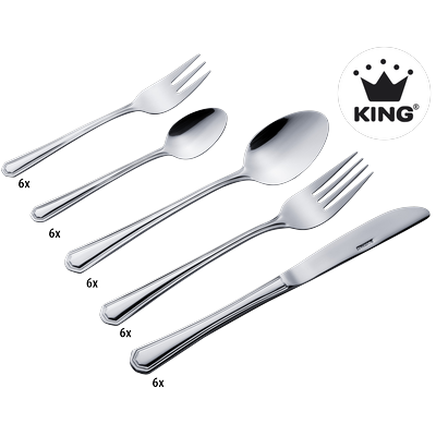 Besteck-Set KING "»Düsseldorf«", edelstahlfarben, 30 Stk., Edelstahl 18/0, Essbesteck-Sets, Besteck im zeitlosen Design