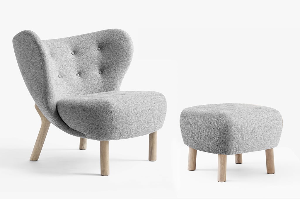 andtradition &tradition Little Petra VB1 Loungesessel + ATD1 Pouf (Gestell Eiche, Stoff Halli... Gestell Eiche, Stoff Hallingdal 130 134431A235A016