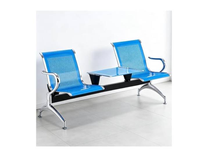 YFAURNDE Wartebank Airport Stil, Sitzbank Flur mit Lehne, mit Tabelle Stahlrahmenkonstruktion, Atmungsaktiv und Komfortabel, Mit Einer TragfäHigkeit Von 150 Kg(No padding)