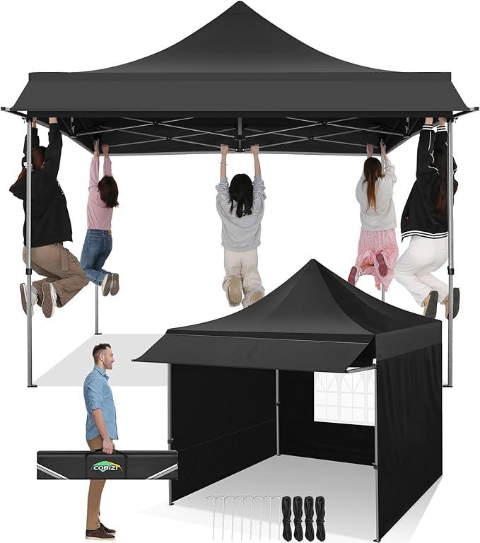 Pavillon 3x3 Wasserdicht Stabil Winterfest mit Markisen,Schwarz | UV Schutz 50+ Popup Faltpavillon Klappbar mit 3 Seitenwänden Partyzelt Pavillon Faltbar für Garten Camping Strand Hochzeit