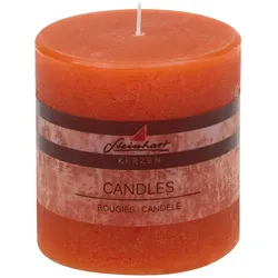 Stumpenkerze Raureif 10 cm Wachs Orange S (Small)