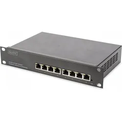Digitus 10 Zoll 8-Port Gigabit Ethernet Switch, L2+ Managed (8 Ports), Netzwerk Switch, Schwarz