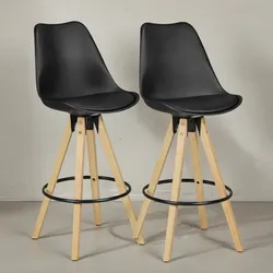 KADIMA DESIGN Komfort Barhocker Set: Ergonomische Sitzschale, Holzbeine, verschiedene Farben