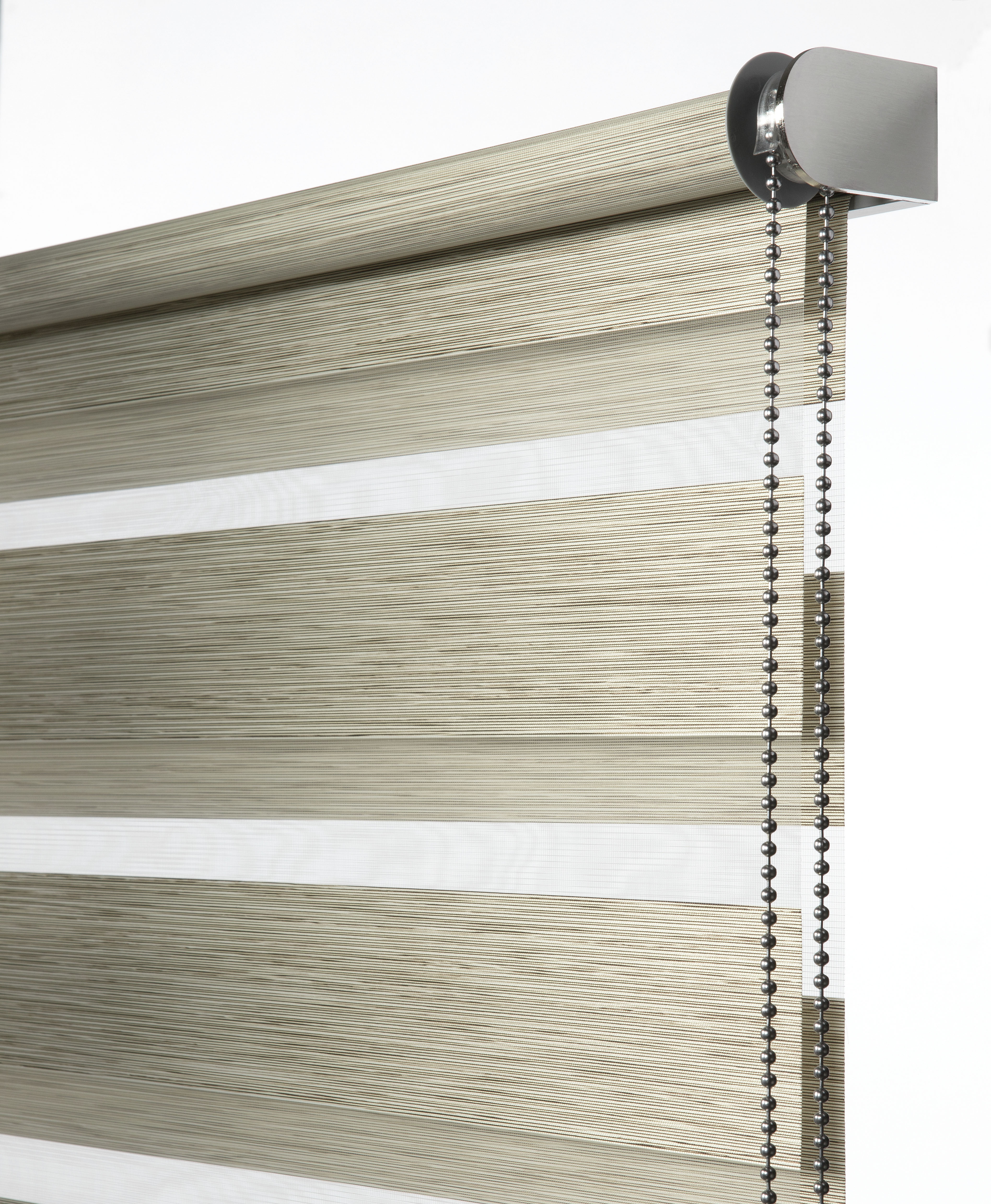 Doppelrollo GARDINIA "de luxe", braun (cappuccino), B:90cm H:240cm, Polyester, Rollos, Doppelrollo, hochwertiges Gesamtkonzept mit silbernen Metallkomponenten cappuccino 240cm, einseitig verschiebbar, 90cm