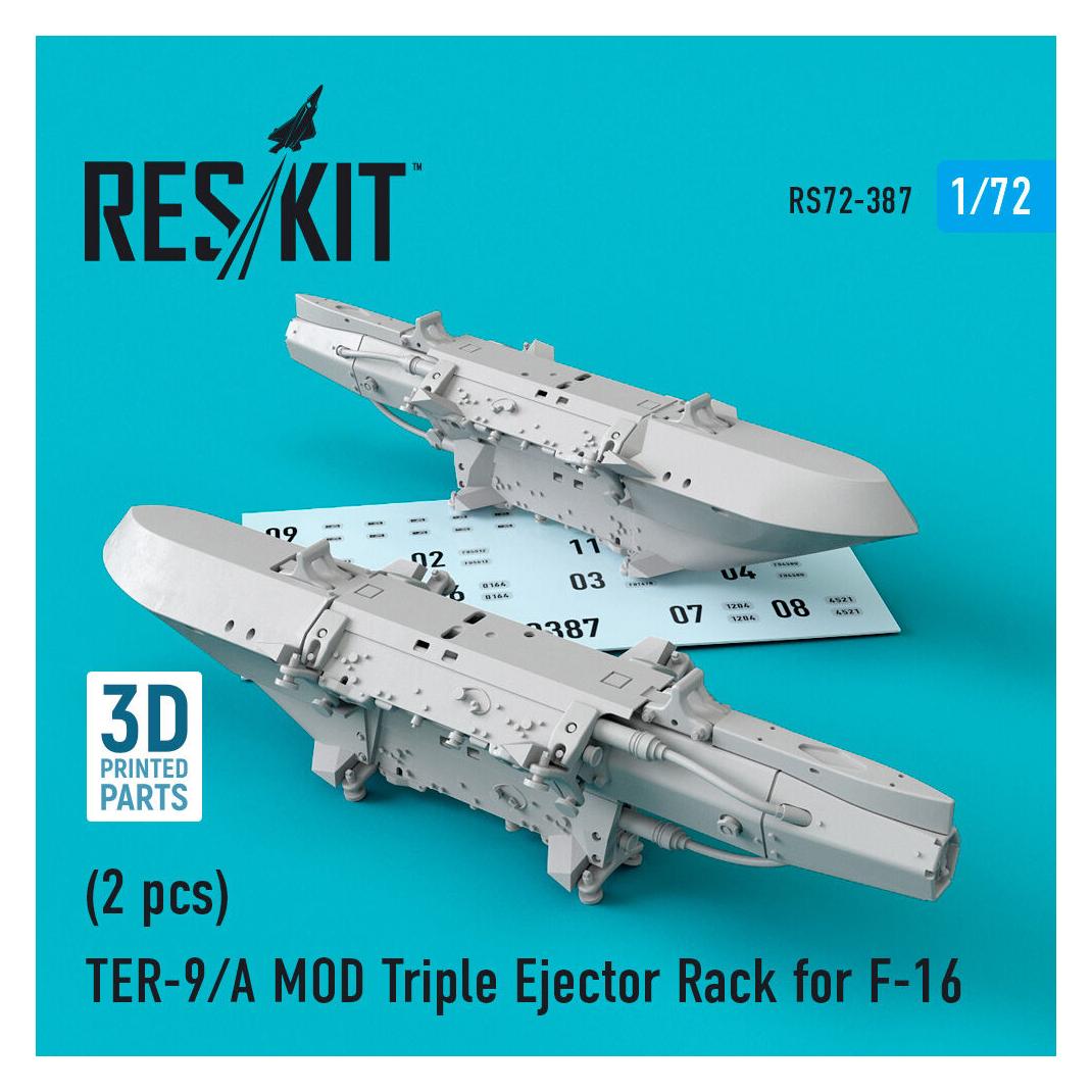 ResKit TER-9/A MOD Triple Ejector Rack for F-16 (2 pcs) (3D Printed) (RS72-0387)