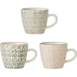 Bloomingville Cécile Tasse, Rose, Steingut 3er-Set, Ø 7,5 x H7,5 cm, 3er-Set