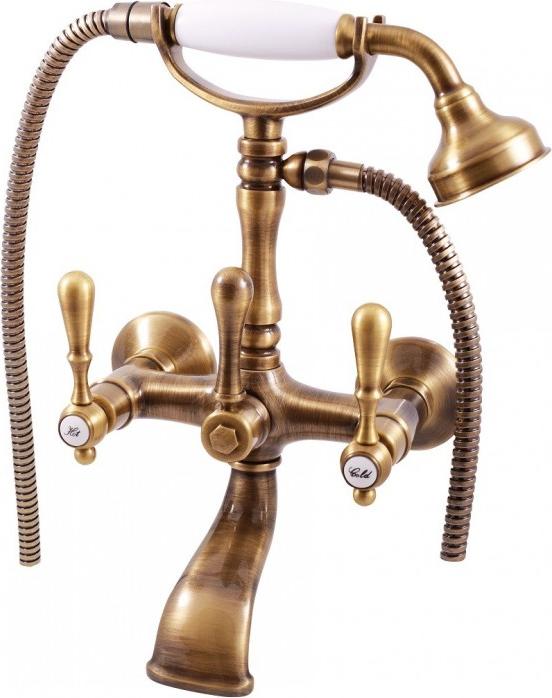 Retro ROMANTIK Wannenbatterie mit Handbrause in Chrom, Gold oder Messing RAV SLEZAK