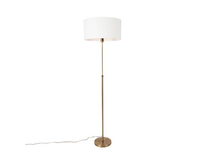 Lampadaire réglable bronze avec abat-jour blanc 50 cm - Parte