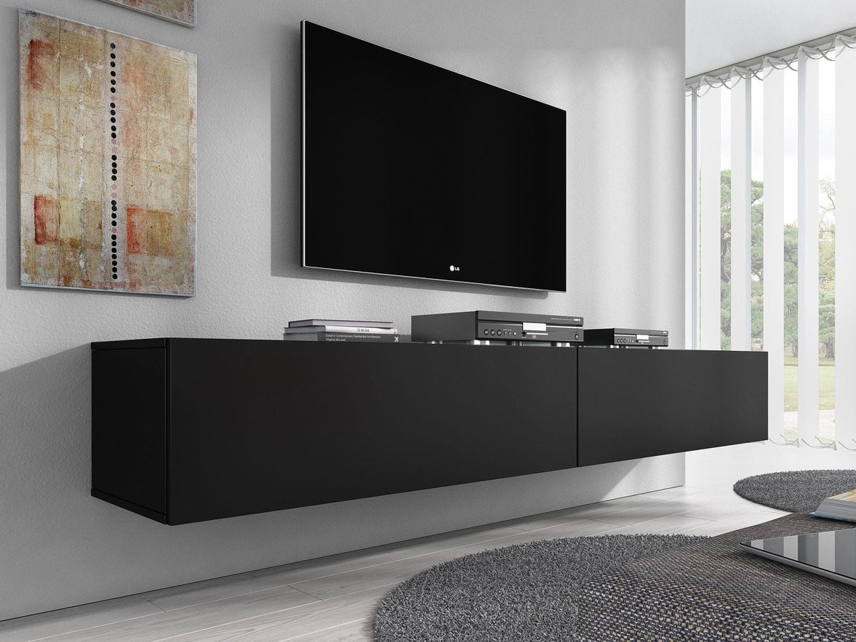 Meubella TV-meubel Flame Mat Zwart 200 cm