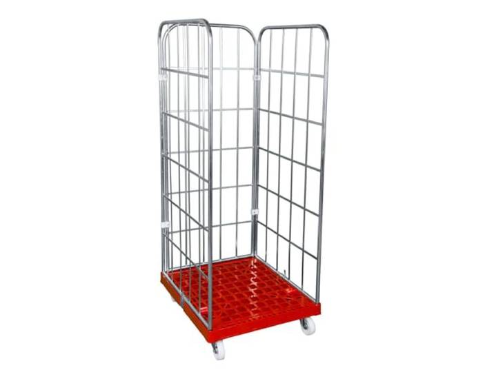 Abrollwerk Rollbehälter 1650 mm 3-seitig blau verzinkt Rollgitter Rollwagen – Lagertransportlösung für maximale Effizienz, stabile Konstruktion, ideal für Lagerhäuser und Logistik