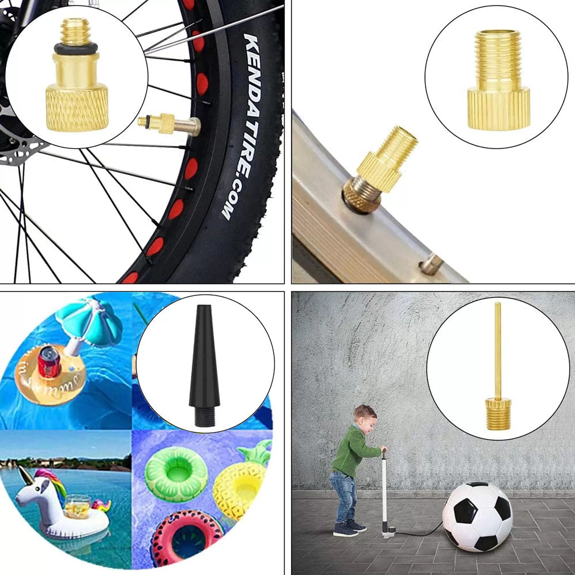 INF Adaptateur de valve de pneu de vélo Adaptateur de pompe à vélo 15 pièces