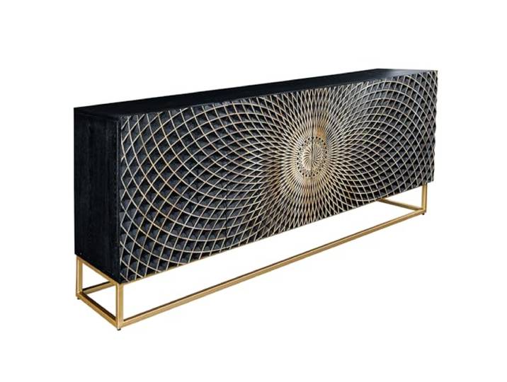 Riess Ambiente Sideboard Illusion - 177x76x38cm - schwarz Gold - Mangoholz