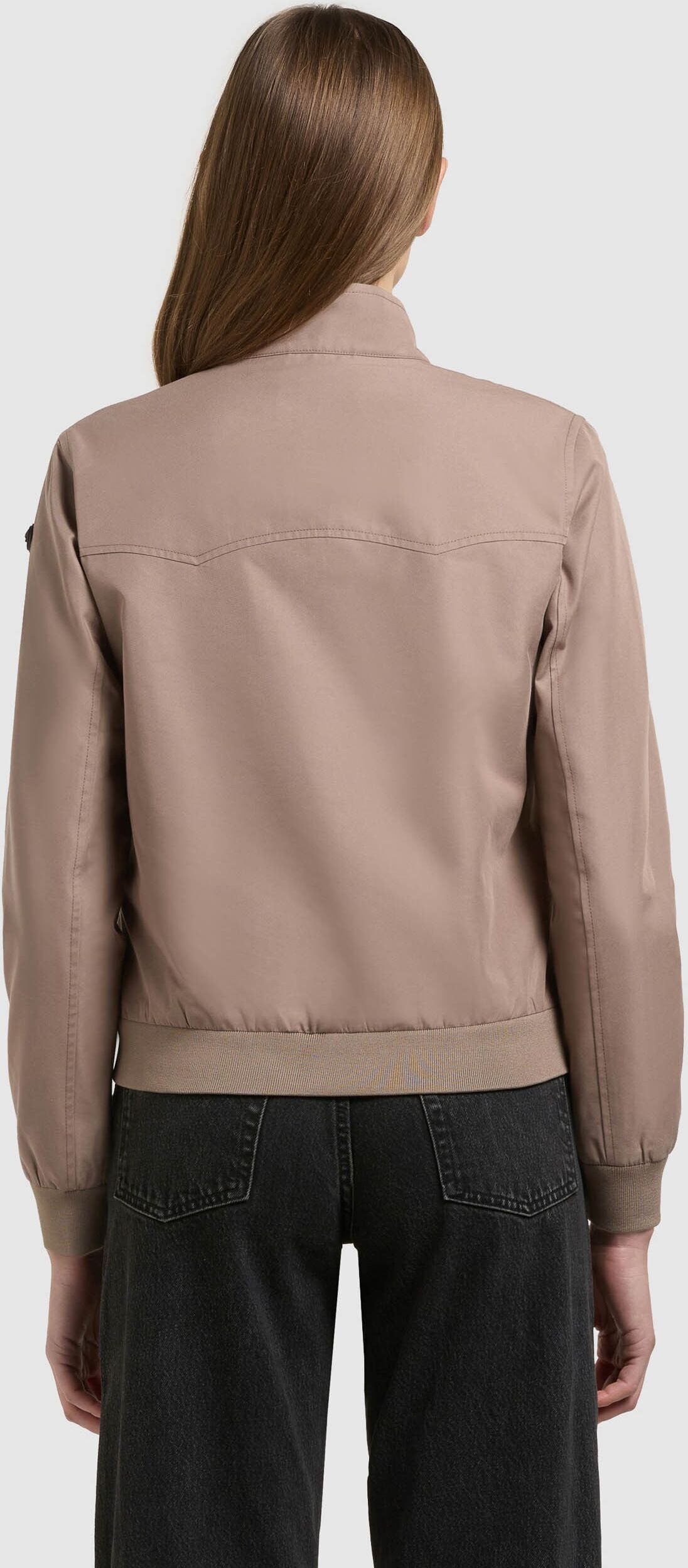 Blouson KHUJO "LIESEL", Damen, Gr. S, beige (latte braun), Web, 65% Baumwolle, 35% Polyester, unifarben, regular fit hüftlang, eingesetzt Rippstrickbündchen, Jacken Blouson