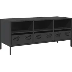 Helloshop26 - Industriell gestalteter TV-Ständer mit Stauraum 101,5 x 39 x 43,5 cm aus schwarzem kaltgewalztem Stahl