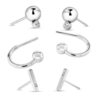 Ohrring-Set CALVIN KLEIN "CK Pure Essentials", edelstahlfarben, kristallweiß, kristallweiß, Ohrringe, Damen, Edelstahl, mit Glasstein