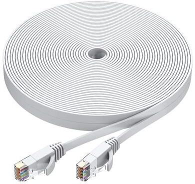 Uplift Essentials Cat 6 Ethernet Cable Flat High Speed LAN Patch Cord For Router And Network Devices white 15m