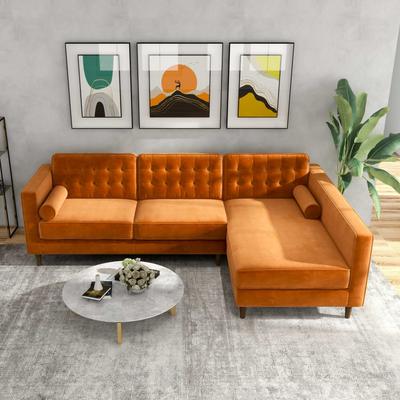 Ashcroft Ora Tufted Modern Living Room Velvet Corner Sectional Sofa