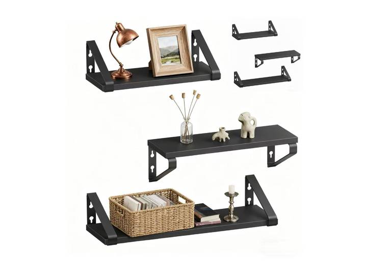 Wandregal Set 3 Grössen 6er Pack Schwarz