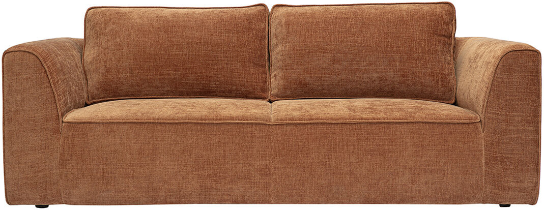Miliboo Designsofa aus Stoff mit samtiger, strukturierter Optik, erdiges Burnt-Tone, 3-Sitzer GRAMMY