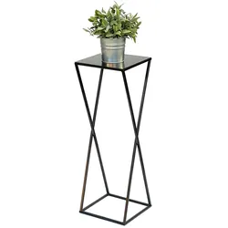 DanDiBo Blumenhocker Metall Schwarz Eckig 68 cm Blumenständer Beistelltisch 437 Blumensäule Modern Pflanzenständer Pflanzenhocker