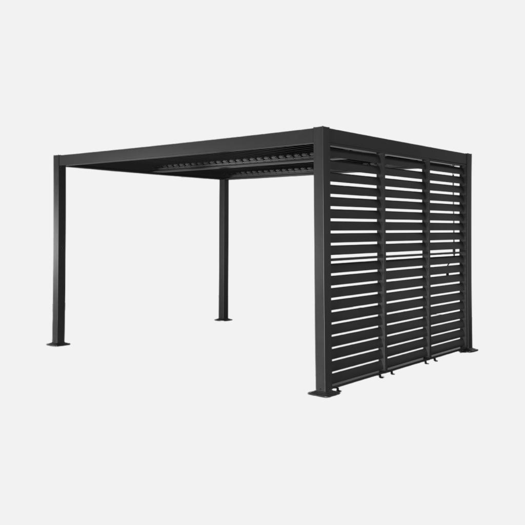 sweeek - Pergola mit Lamellendach Palace 3x4m + 3 Lamellenwände 100cm - Anthrazit