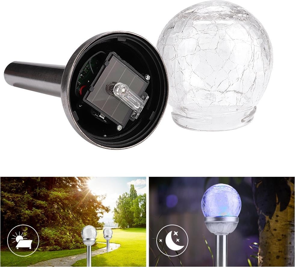 Cocosity Set van 2 Solar Tuinlampen met Bolvormige LED Verlichting en Grondpen