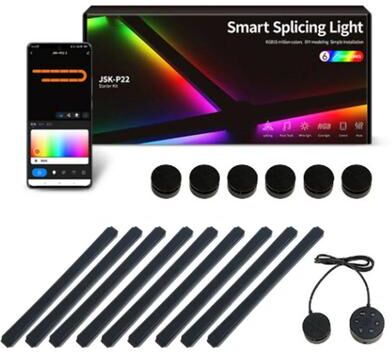 Inspire Select Smart RGB LED Wall Light Bars WiFi App Controlled Modular Gaming & TV Backlight Lamp 5v 9pcs Black Lamp no 5v 2a Usb Plug