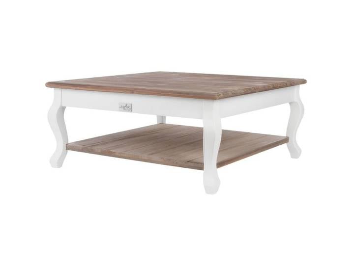 LebensWohnArt Couchtisch Landhaus Couchtisch mit Ablage ADRIA weiss-braun 80cm
