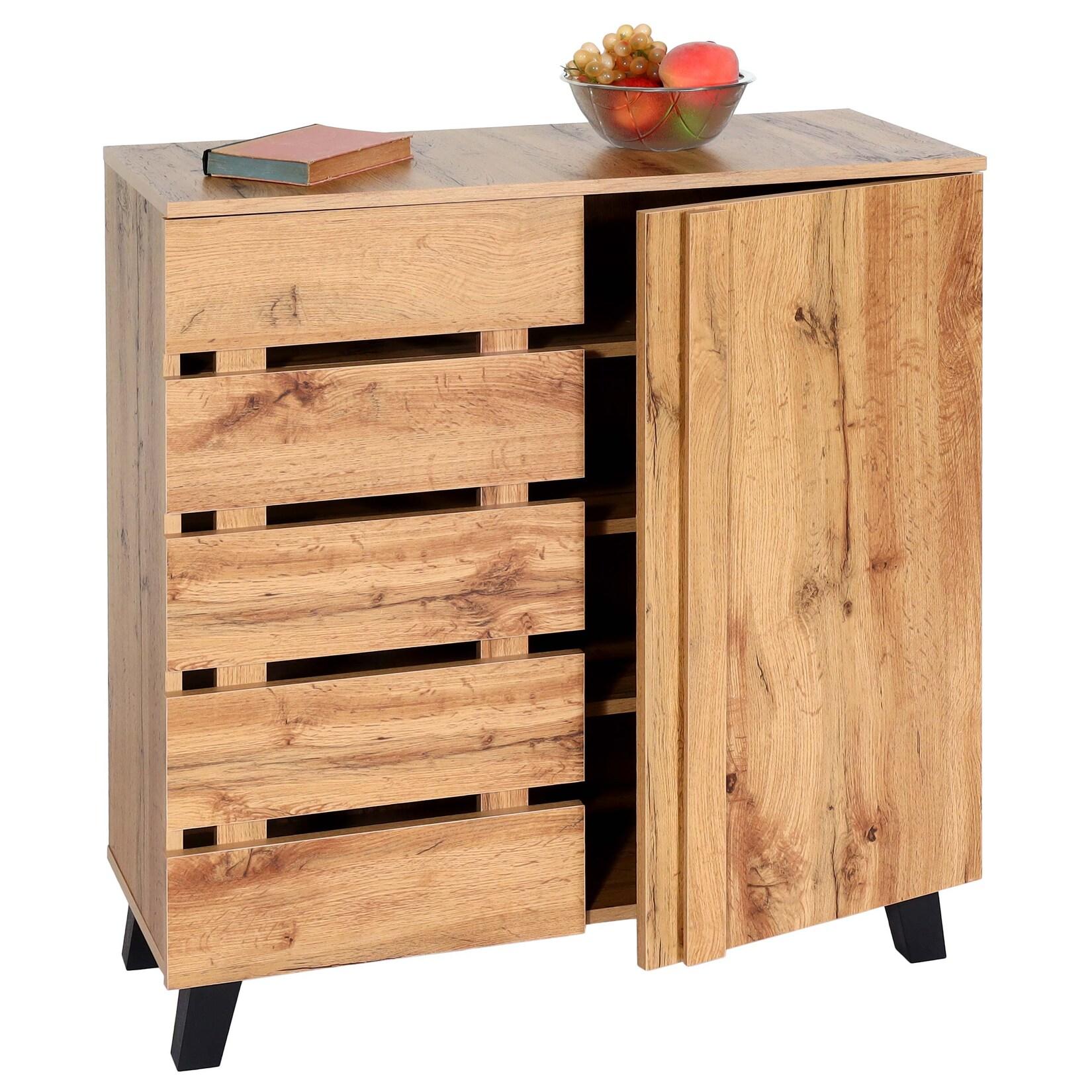 Kommode MCW-M46, Schrank Sideboard Anrichte Highboard, 2 Türen 88x80x34cm, naturfarben