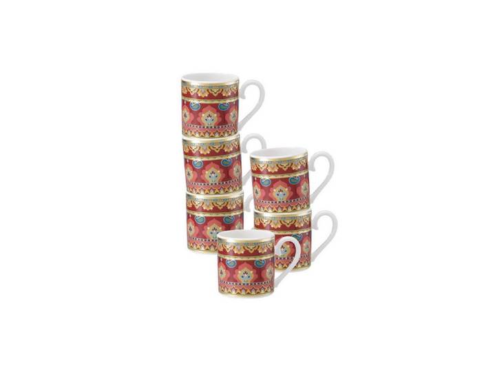 Villeroy & Boch Espressotasse Samarkand Rubin Espressotassen 50 ml 6er Set, 6-tlg., Porzellan